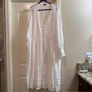 Torrid White Long Sleeve Button-Down Dress